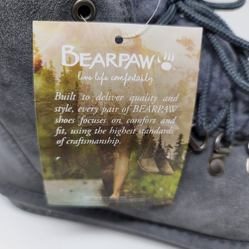Bearpaw Kerri Suede LaceUp Ankle Snow Boots Booties Sz 8W Charcoal Gray Neverwet - Picture 6 of 13